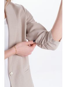 Levita mujer beige manga 3/4 fruncida