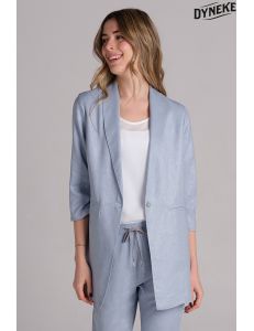 Levita mujer celeste manga 3/4 fruncida
