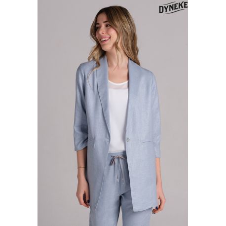 Levita mujer celeste manga 3/4 fruncida