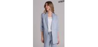 Levita mujer celeste manga 3/4 fruncida