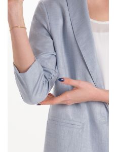 Levita mujer celeste manga 3/4 fruncida