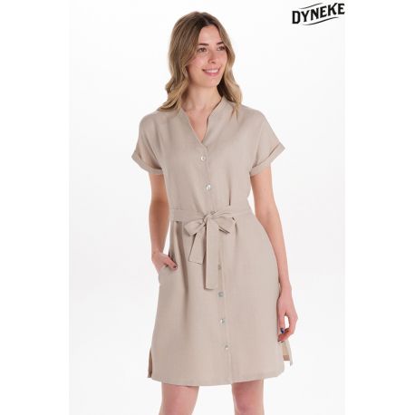 Vestido beige con cinturón