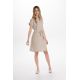 Vestido manga corta beige con cinturón