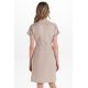 Vestido manga corta beige con cinturón