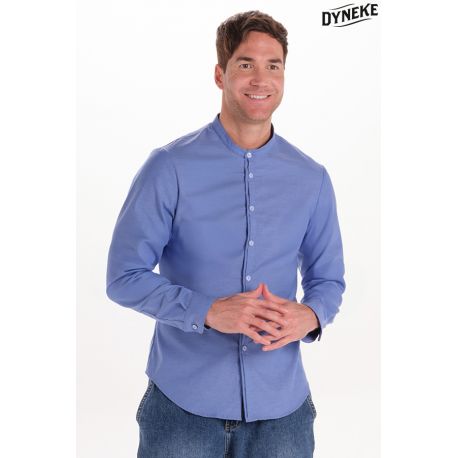 Camisa caballero cuello mao azul