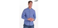 Camisa caballero cuello mao azul