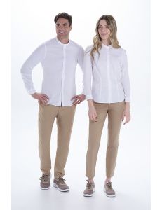 Camisa caballero cuello mao blanca
