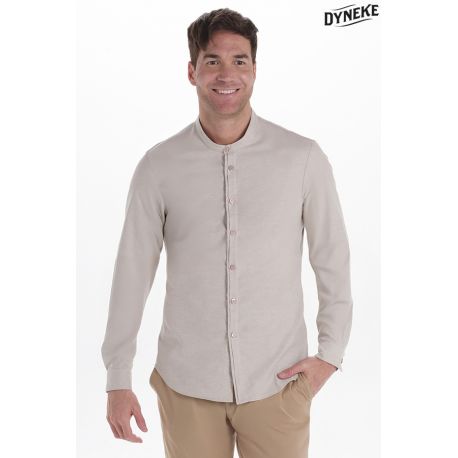 Camisa caballero cuello mao beige