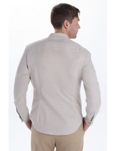 Camisa caballero cuello mao beige
