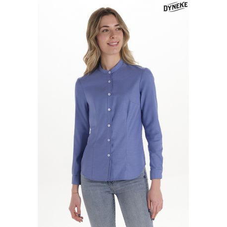 Camisa mujer cuello mao azul