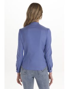 Camisa mujer cuello mao azul