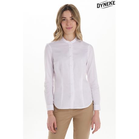 Camisa mujer cuello mao blanca
