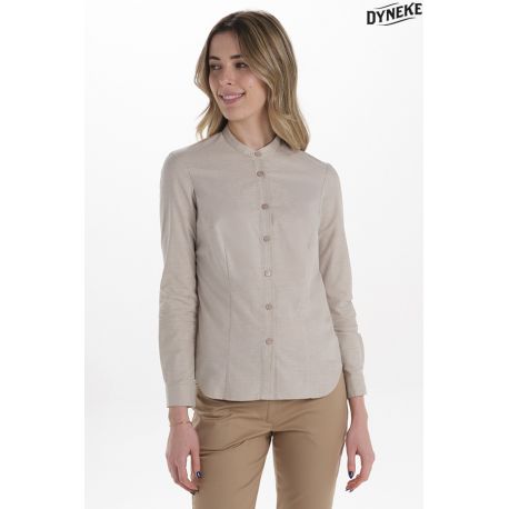Camisa mujer cuello mao beige