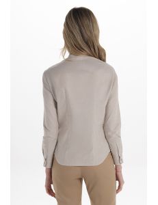 Camisa mujer cuello mao beige