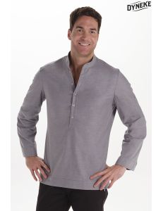 Camisa de hostelería y comercio estilo ibicenco en gris
