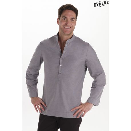 Camisa de hostelería y comercio estilo ibicenco en gris