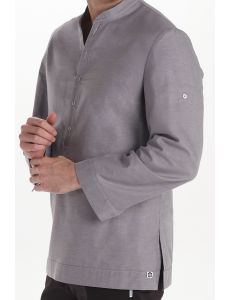 Camisa de hostelería y comercio estilo ibicenco en gris