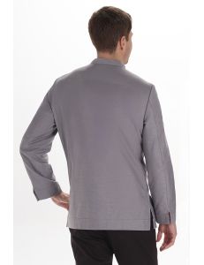 Camisa de hostelería y comercio estilo ibicenco en gris