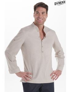 Camisa de hostelería y comercio estilo ibicenco en beige