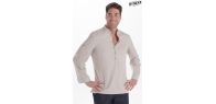 Camisa de hostelería y comercio estilo ibicenco en beige