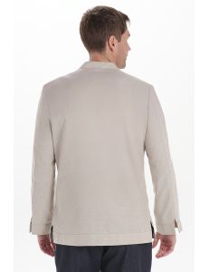 Camisa de hostelería y comercio estilo ibicenco en beige
