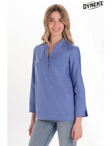 Camisa de hostelería y comercio estilo ibicenco en azul