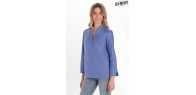 Camisa de hostelería y comercio estilo ibicenco en azul