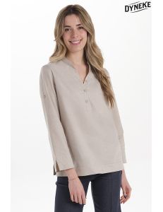 Camisa de hostelería y comercio estilo ibicenco en beige