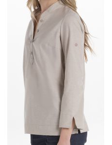 Camisa de hostelería y comercio estilo ibicenco en beige