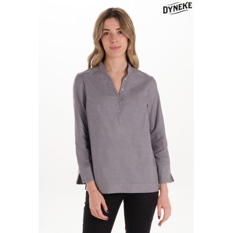 Camisa de hostelería y comercio estilo ibicenco en gris