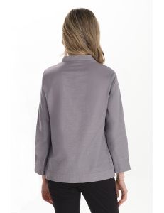 Camisa de hostelería y comercio estilo ibicenco en gris