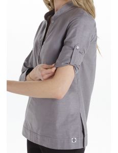 Camisa de hostelería y comercio estilo ibicenco en gris