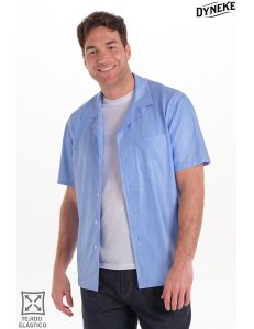 Camisa casual punto elástico azul