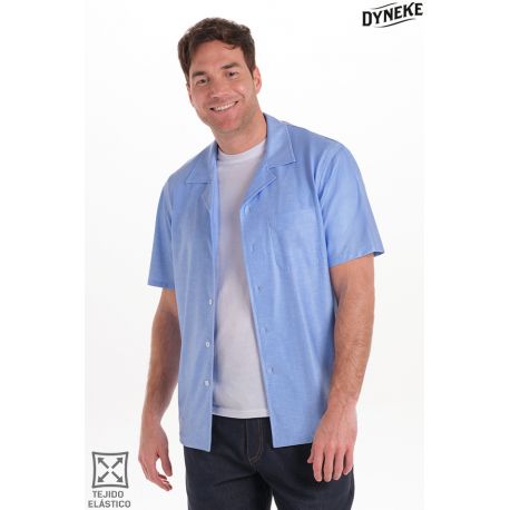 Camisa casual punto elástico azul