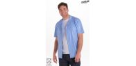 Camisa casual punto elástico azul