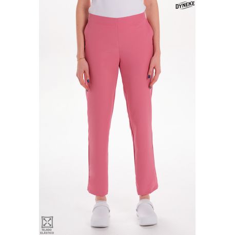 Pantalón elástico rosa mujer con bolsillos