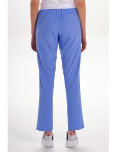 Pantalón elástico azul mujer con bolsillos
