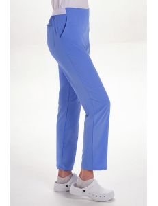 Pantalón elástico azul mujer con bolsillos