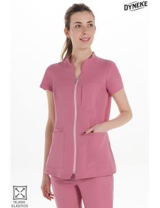 Chaqueta cremallera elástica mujer rosa