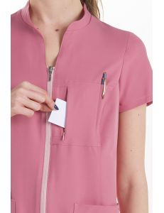 Chaqueta cremallera elástica mujer rosa