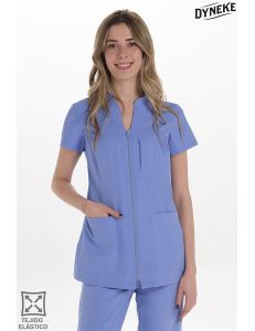 Chaqueta cremallera elástica mujer azul