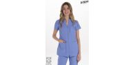 Chaqueta cremallera elástica mujer azul