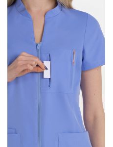 Chaqueta cremallera elástica mujer azul