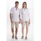 Camisa blanca unisex botón madera