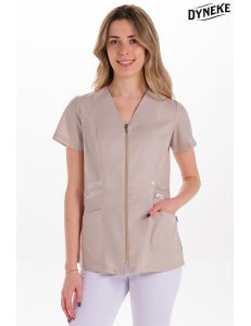 Chaqueta m/c beige franjas raso