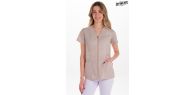 Chaqueta m/c beige franjas raso