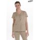 Casaca beige mujer con trabillas raso