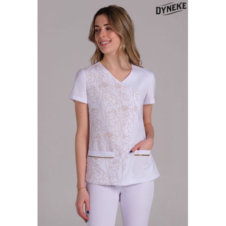 Chaqueta mujer m/c blanca estampado flores
