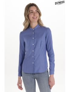 Camisa mujer cuello mao azul