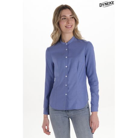 Camisa mujer cuello mao azul